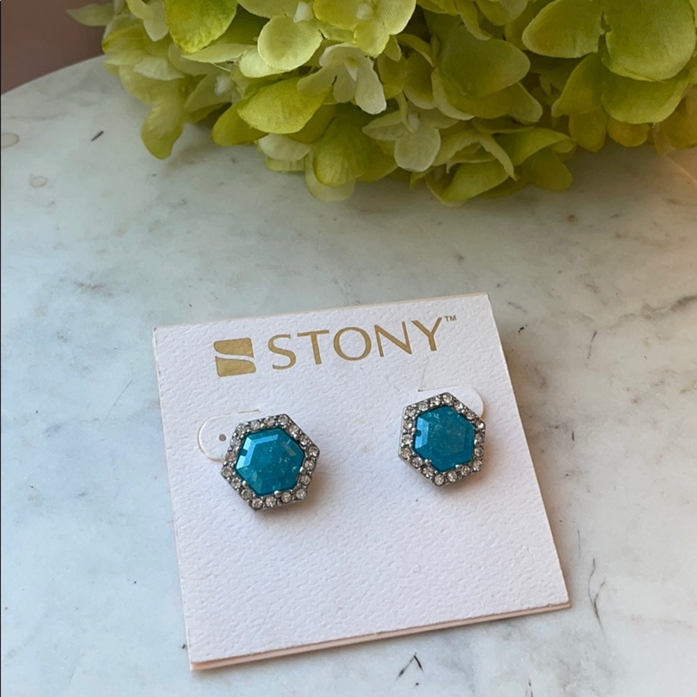Light Blue and silver Studded Earrings NWT